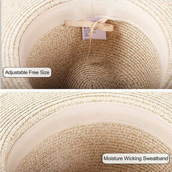 Summer Sun Straw Panama Hat Fedora Beach Floppy - Picture 4 of 5